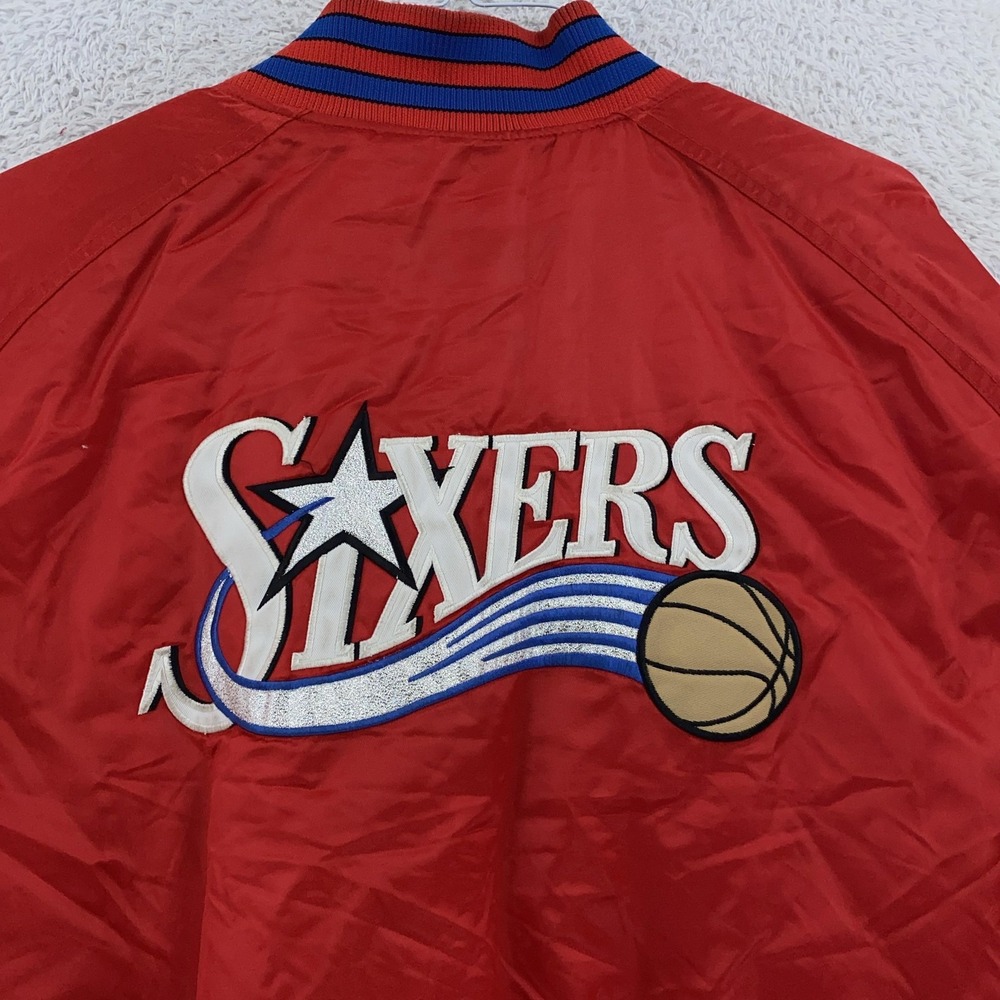 Vintage Philadelphia 76ers Jacket Mens 2XL Red NBA Basketball Nike Satin 90s